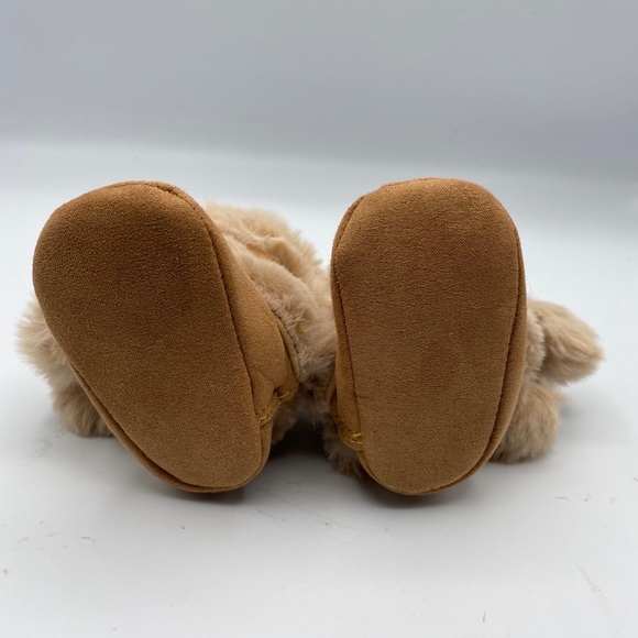 Stepping Stones Sz 1 (0-3mo)Brown Furry Baby Boots Moccasins Faux Suede Pom Poms - Picture 7 of 9